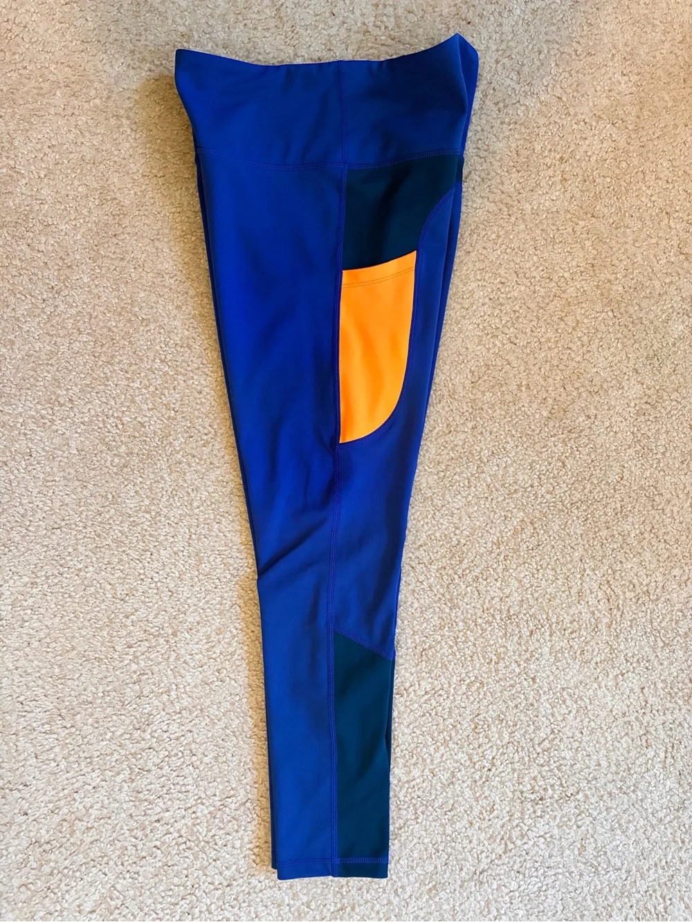 ZYIA Neon Orange Curve Pocket Light n Tight Hi-Rise 7/8 24” Sz 6-8 Royal Blue
